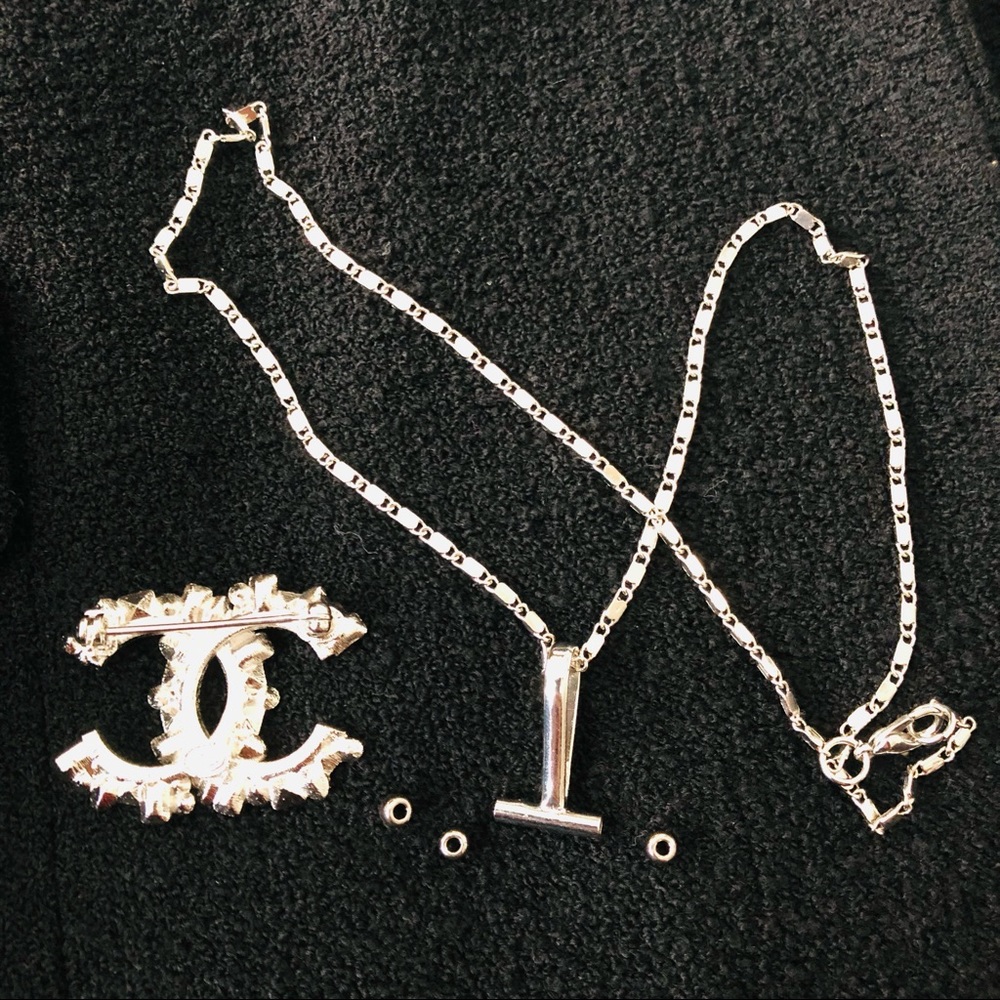 Pendant insert gold and silver toned with 4 beads - Picture 3 of 4